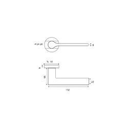 Poignée de porte Bréva avec Rosace ronde Zamak - Finition Nickelée mat - 55x132x22mm