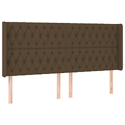 Avis Maison Chic Tête de lit scandinave à LED,meuble de chambre Marron foncé 183x16x118/128 cm Tissu -MN89932