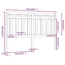 Acheter vidaXL Tête de lit Blanc 140x4x100 cm Bois massif de pin