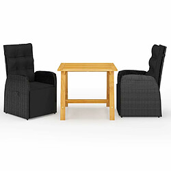 Maison Chic Ensemble de salle à manger de jardin 3 pcs,Table et chaises d'extérieur Noir -GKD296609