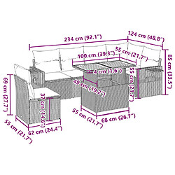 Acheter vidaXL Salon de jardin avec coussins 7 pcs beige résine tressée
