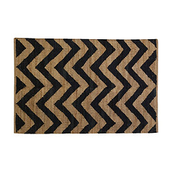 Aubry Gaspard Tapis en jute naturel et noir graphique.