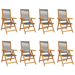 vidaXL Chaises inclinables de jardin lot de 8 gris bois massif acacia