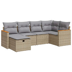 vidaXL Salon de jardin avec coussins 6 pcs beige résine tressée