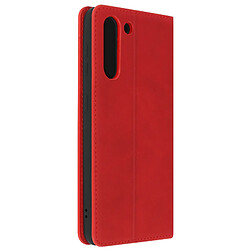 Avizar Housse Samsung Galaxy S21 Soft-touch Clapet Portefeuille Support Vidéo Rouge