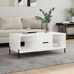 Maison Chic Table basse,Table Console Table d'appoint, Table pour salon Blanc brillant 102x50x40 cm Bois d'ingénierie -MN63007