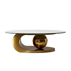 Inside 75 Table basse design BOWL GOLD 130 base métal doré plateau marbre blanc