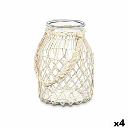 Gift Decor Bougeoir Boîte Blanc Transparent verre Corde 20 x 30 cm (4 Unités)