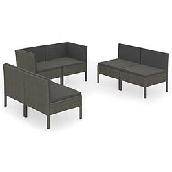 Maison Chic Salon de jardin 6 pcs + coussins - Mobilier/Meubles de jardin - Table et chaises d'extérieur Résine tressée Gris -MN61054