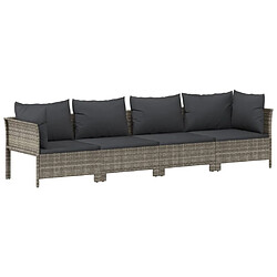 Maison Chic Salon de jardin 4 pcs + coussins - Mobilier/Meubles de jardin - Table et chaises d'extérieur Gris Résine tressée -MN50091