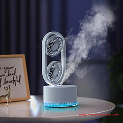 Petit Ventilateur de Table à Double Tête Fonctionnement Silencieux Mini Circulateur d'Air de Ventilateur de Bureau Rechargeable USB Portable Rotatif