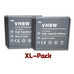 vhbw 2x batteries Set 480mAh (3.6V) pour Medion MD85416, MD85562, MD86084, Medion Life P47350, Life S47000 comme Klic-7001, DLi-213, VG0376122100001.