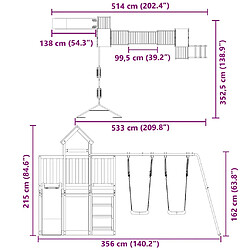 vidaXL Aire de jeux d'extérieur bois de pin imprégné pas cher