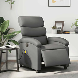 Maison Chic Fauteuil Relax pour salon, Fauteuil de massage inclinable électrique gris similicuir -GKD20573