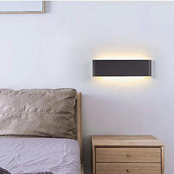 Stoex 14W LED Applique Murale Interieur 40cm Lampe Murale Blanc Chaud , Design Simple Noir Brossé pour Chambre Salon Salle de Bain