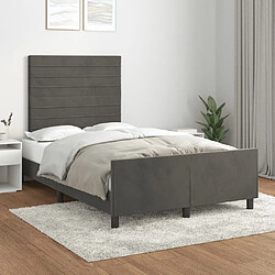 Maison Chic Lit adulte - Cadre Structure de lit avec tête de lit Contemporain Gris foncé 120x200 cm Velours -MN21153