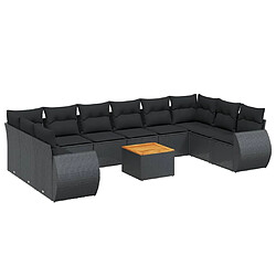 Maison Chic Salon de jardin 11 pcs avec coussins, Ensemble Tables et chaises d'extérieur noir résine tressée -GKD978452