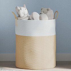 vidaXL Panier de rangement beige et blanc Ø38x46 cm coton