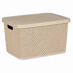 Kipit Boîte de rangement avec couvercle Beige Plastique 19 L 28 x 22 x 39 cm (12 Unités)