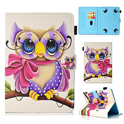 Etui en PU universel 10 pouces hibou pour votre Apple iPad 9.7/Lenovo Tab 4 10 Plus etc