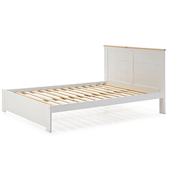 Avis Pegane Lit adulte en pin ciré et MDF coloris blanc, naturel - Longueur 197,7 x Profondeur 152,2 x Hauteur 100 cm