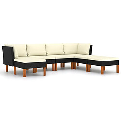 Maison Chic Salon de jardin 7 pcs + coussins - Mobilier/Meubles de jardin - Table et chaises d'extérieur Résine tressée Noir -MN35588