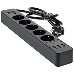 InLine® Power Strip 5 ports avec USB QC, 5x type F allemand avec interrupteur et sécurité enfant blanche 1,5 m