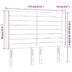 vidaXL Tête de lit à LED Taupe 147x16x118/128 cm Tissu pas cher