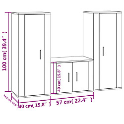 vidaXL Ensemble de meubles TV 3 pcs Blanc Bois d'ingénierie pas cher