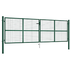 vidaXL Portail en treillis de jardin acier 390x125 cm vert