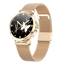 Montre Connectée pour Femmes Homme Enfant Etanche IP68, Cardiofrequencemetre Podometre Chronometre Réveil pour Android iOS-d'or