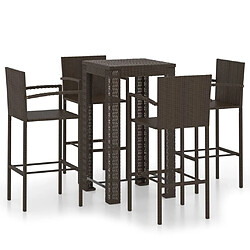 Maison Chic Jeu de bar de jardin 5pcs avec accoudoirs,Mobilier d'extérieur Résine tressée Marron -GKD847871