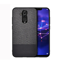 Wewoo Housse Coque de protection antichoc PU épissage + tissu pour Huawei Mate 20 Lite Noir