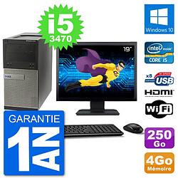 PC Dell 3010 MT Ecran 19" i5-3470 RAM 4Go Disque Dur 250Go HDMI Windows 10 Wifi - Occasion