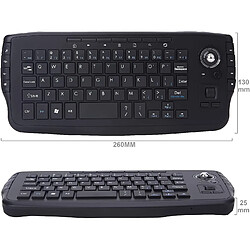 Mini clavier multimédia sans fil 2,4 GHz avec molette de souris Trackball adapté pour PC/Mac/Android TV Box, télécommande, structure X pas cher