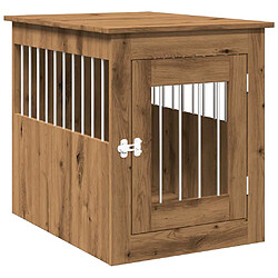 vidaXL Meuble de cage pour chiens chêne artisanal 55x75x65 cm