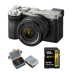 Sony A7C II Kit (28-60mm) Agent Boîtier+Lexar 128GB Professional 2000x UHS-II SDXC Memory Card + Kingma 2000mAh Battery (Sony NP-FZ100)