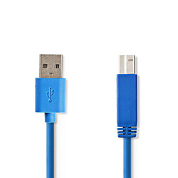 NEDIS Câble USB 3.0 A Mâle - B Mâle 3,0 m Bleu