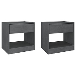 Maison Chic Lot de 2 Tables de chevet - Tables de Nuit Gris 40x31x40 cm Bois de pin massif