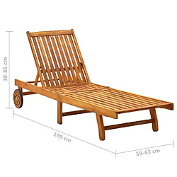 vidaXL Chaise longue de jardin avec coussin Bois d'acacia solide pas cher