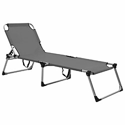 Maison Chic Chaise longue pliable de jardin | Bain de soleil Relax | Transat extra haute pour seniors Gris Aluminium -GKD42663