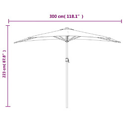 vidaXL Parasol de balcon avec mât en aluminium Bleu 300x155x223cm Demi pas cher