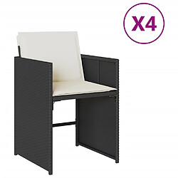 vidaXL Chaises de jardin lot de 4 avec coussins noir résine tressée