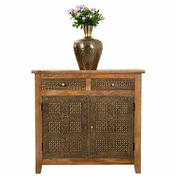 Buffet Alexandra House Living Naturel Laiton Bois de manguier 33 x 102 x 102 cm