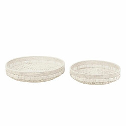 Paris Prix Lot de 2 Coupelles Déco Rotin 50cm Blanc