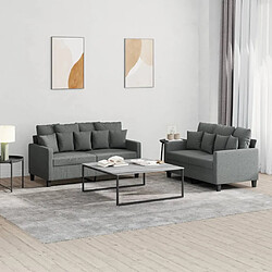 Maison Chic Ensemble de canapés 2 pcs avec coussins, Canapé droit Sofa pour Salon Gris foncé Tissu -GKD408503