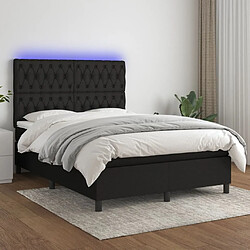 Sommier à lattes,Cadre à lattes de lit et matelas et LED pour Adulte Noir 140x190 cm Tissu -MN78535