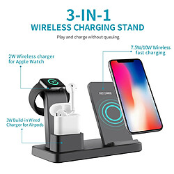 Wewoo Chargeur sans fil Q12 rapide 3 en 1 pour iPhoneApple WatchAirPods et autres téléphones intelligents Android Gris