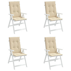 Avis vidaXL Coussins de chaise de jardin dossier haut lot de 4 beige tissu