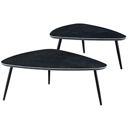 Avis Pegane Table basse gigogne en céramique noire, pieds en métal noir - Longueur 150 x profondeur 80 x hauteur 35 cm